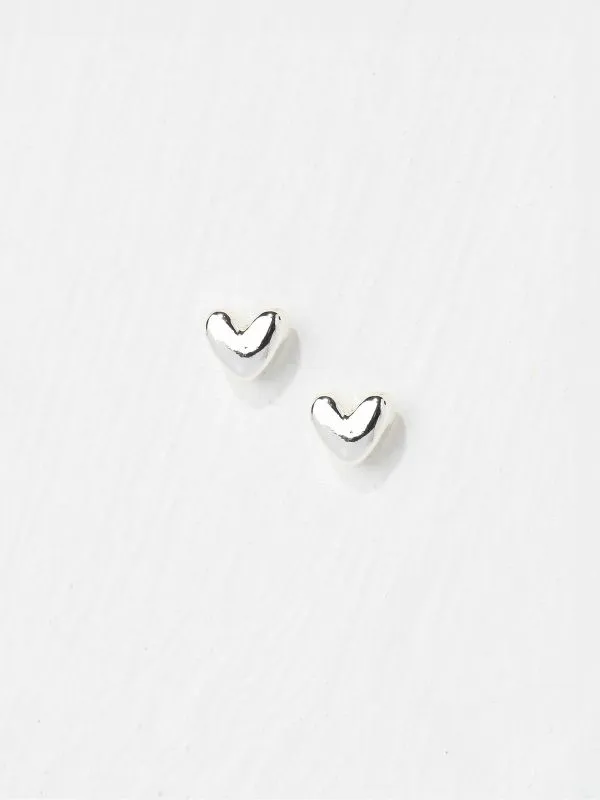 Fat Face Jewellery Women Silver Tone Heart Stud Earrings