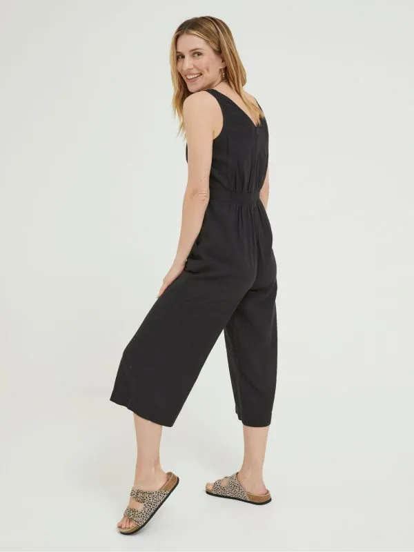 Fat Face Jumpsuits and Playsuits Women Black Linen Blend Aderyn Jumpsuit