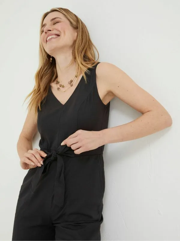 Fat Face Jumpsuits and Playsuits Women Black Linen Blend Aderyn Jumpsuit