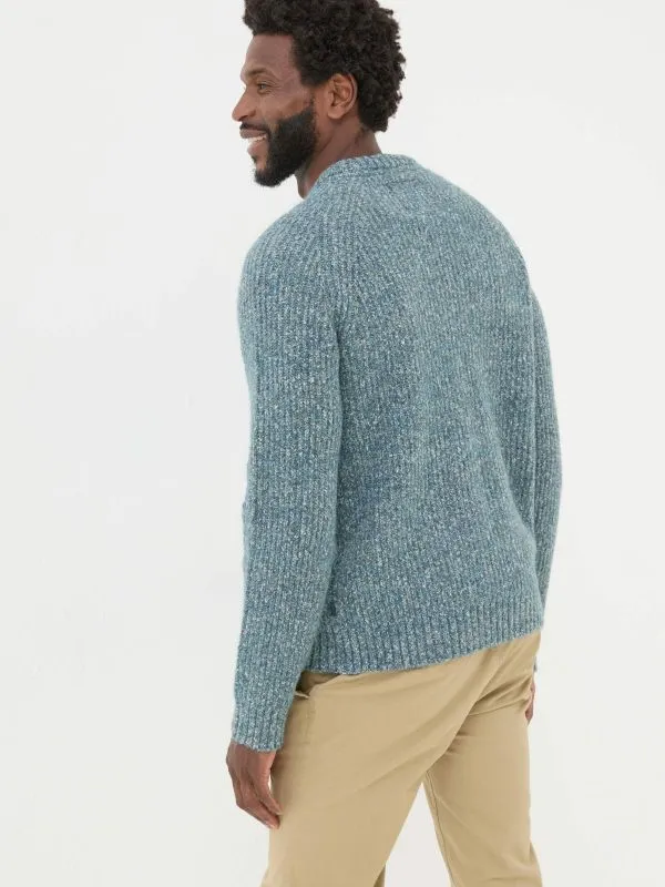 Fat Face Knitwear Men Mid Blue Sefton Lofty Knitted Crew Neck Jumper