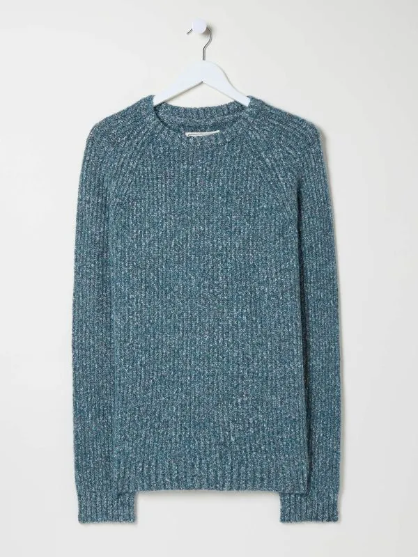 Fat Face Knitwear Men Mid Blue Sefton Lofty Knitted Crew Neck Jumper