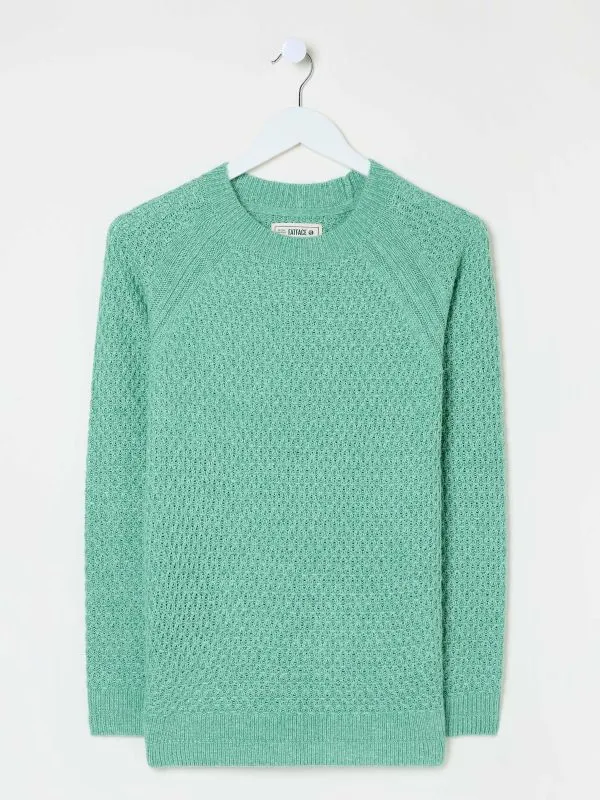 Fat Face Knitwear Women Mint Green Textured Jumper