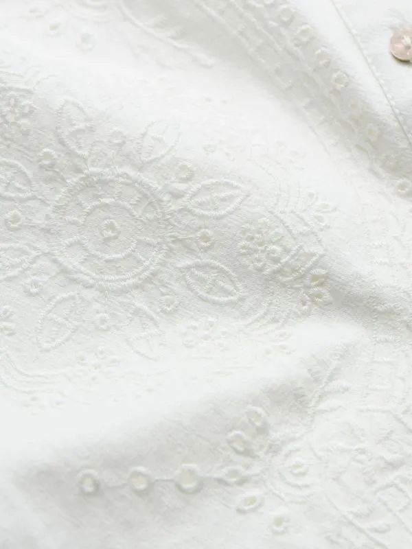 Fat Face Shirts and Blouses Women Ivory Roxi 100 Cotton Embroidered Shirt