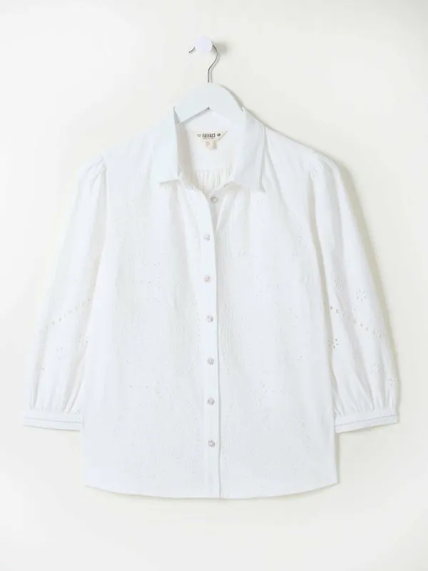 Fat Face Shirts and Blouses Women Ivory Roxi 100 Cotton Embroidered Shirt