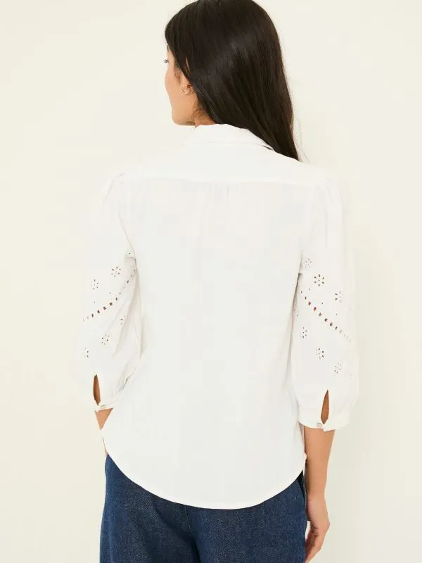 Fat Face Shirts and Blouses Women Ivory Roxi 100 Cotton Embroidered Shirt