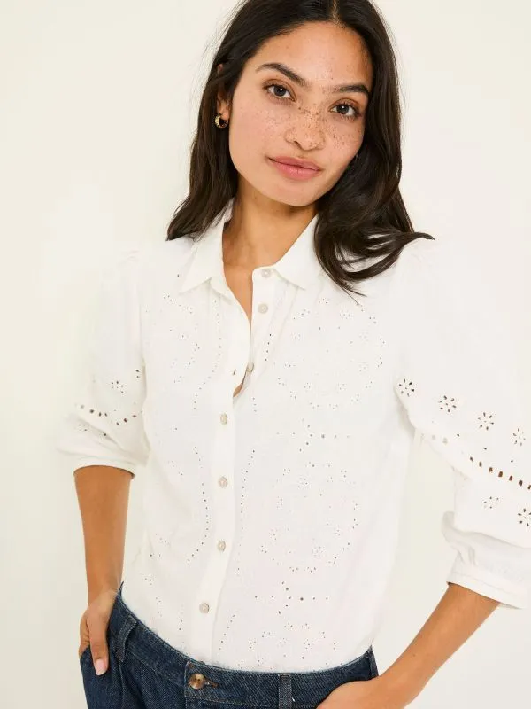 Fat Face Shirts and Blouses Women Ivory Roxi 100 Cotton Embroidered Shirt