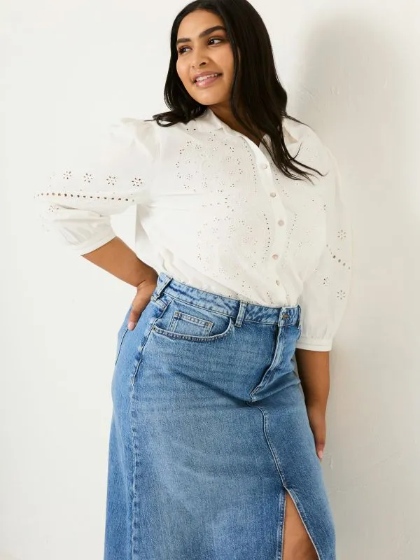 Fat Face Shirts and Blouses Women Ivory Roxi 100 Cotton Embroidered Shirt