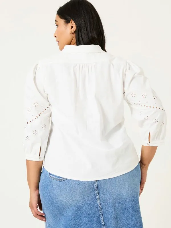 Fat Face Shirts and Blouses Women Ivory Roxi 100 Cotton Embroidered Shirt