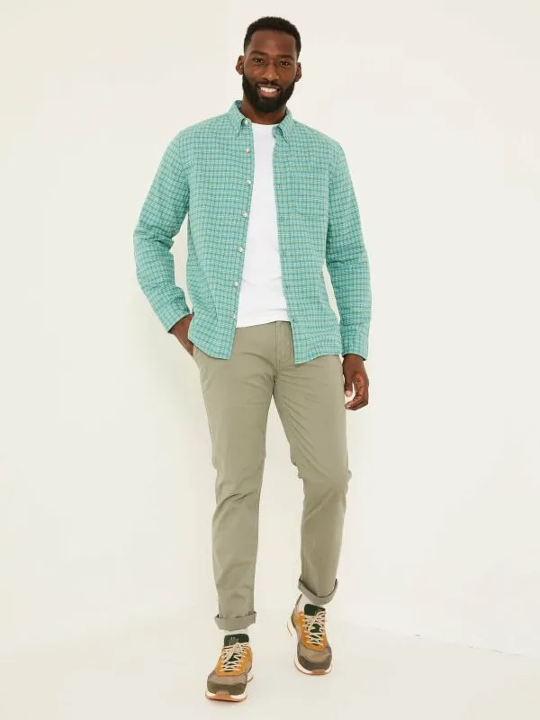 Fat Face Shirts Men Light Teal Long Sleeve Bath Check 100 Cotton Shirt