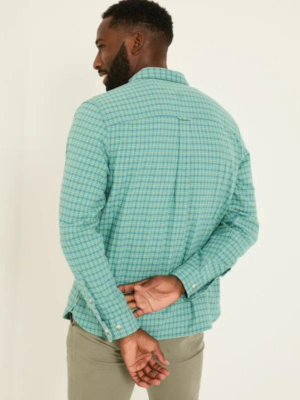Fat Face Shirts Men Light Teal Long Sleeve Bath Check 100 Cotton Shirt