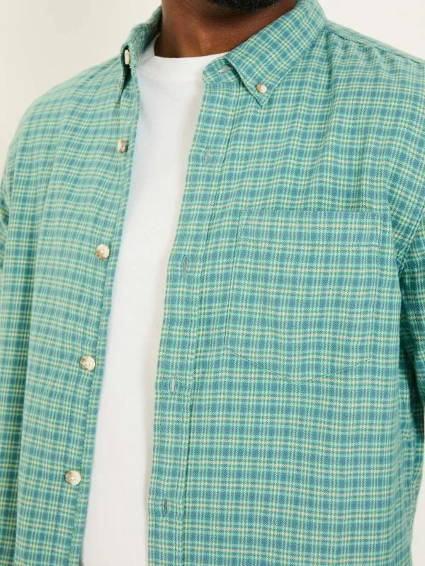 Fat Face Shirts Men Light Teal Long Sleeve Bath Check 100 Cotton Shirt