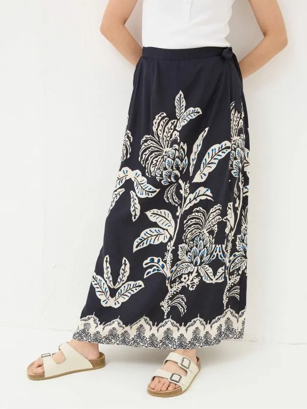 Fat Face Skirts Women Blakely Blue Damask Placement Midi Skirt