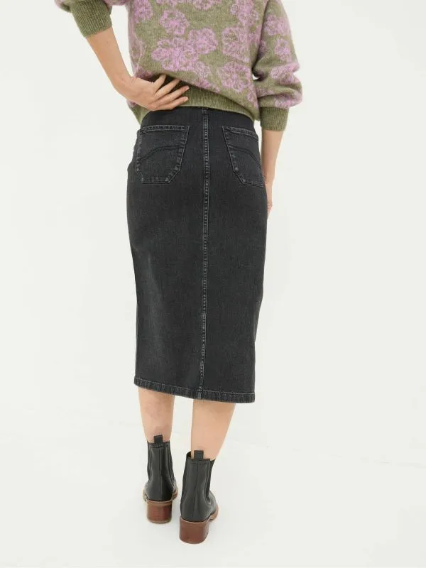 Fat Face Skirts Women Darna Black Denim Midi Skirt