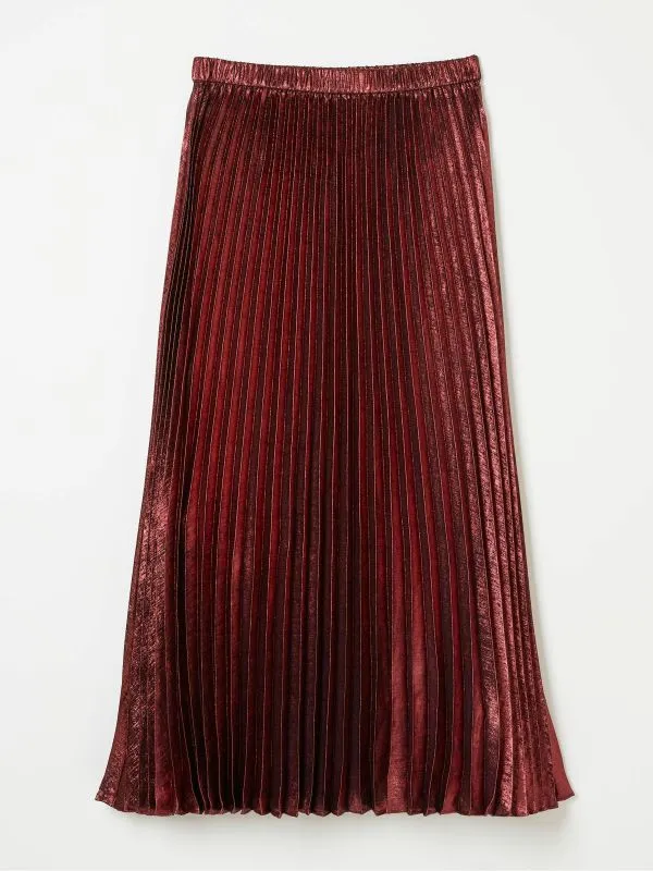 Fat Face Skirts Women Gaia Dark Red Pleated Skirt