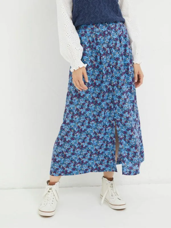 Fat Face Skirts Women Purple Ink Floral Midi Skirt