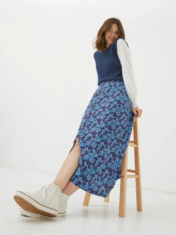 Fat Face Skirts Women Purple Ink Floral Midi Skirt