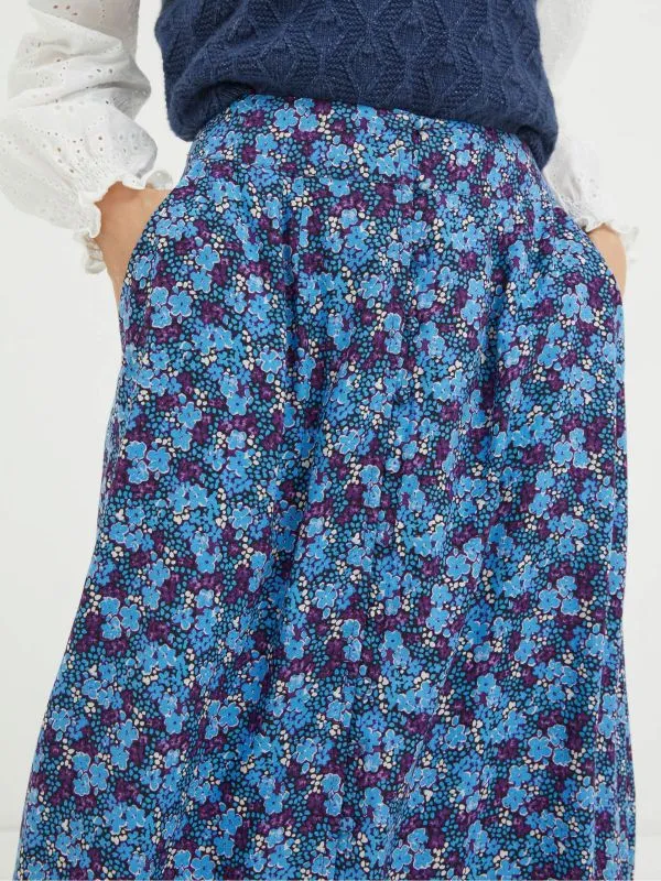 Fat Face Skirts Women Purple Ink Floral Midi Skirt
