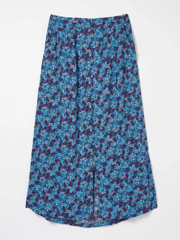 Fat Face Skirts Women Purple Ink Floral Midi Skirt