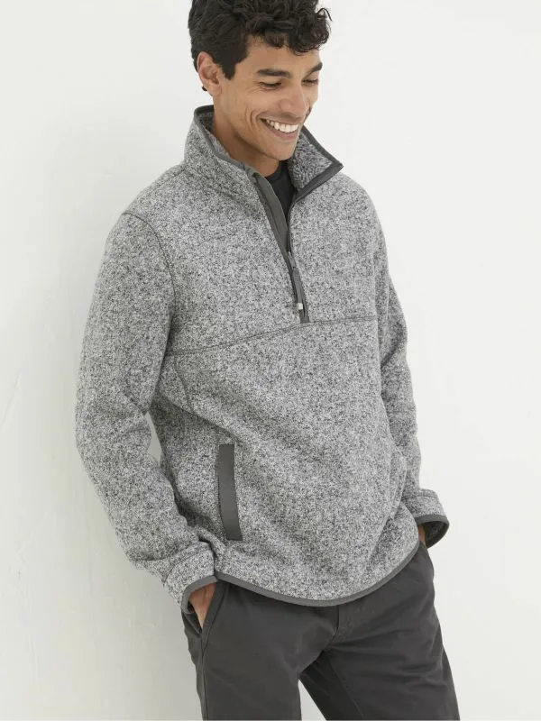 Fat Face Sweatshirts and Hoodies Men Haxby Grey Half Neck Sweatshirt
