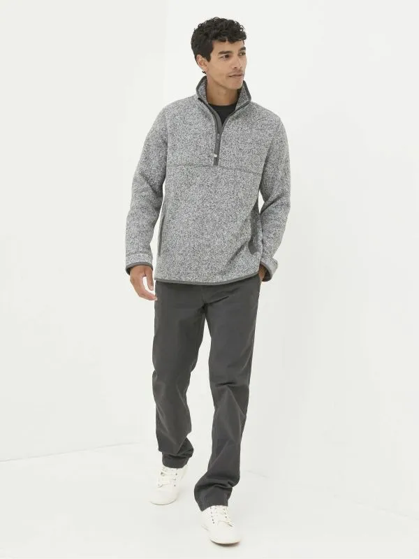 Fat Face Sweatshirts and Hoodies Men Haxby Grey Half Neck Sweatshirt