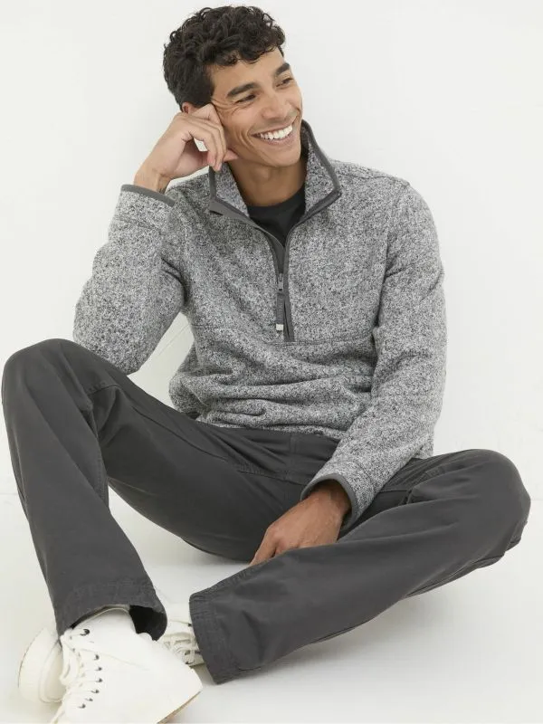 Fat Face Sweatshirts and Hoodies Men Haxby Grey Half Neck Sweatshirt
