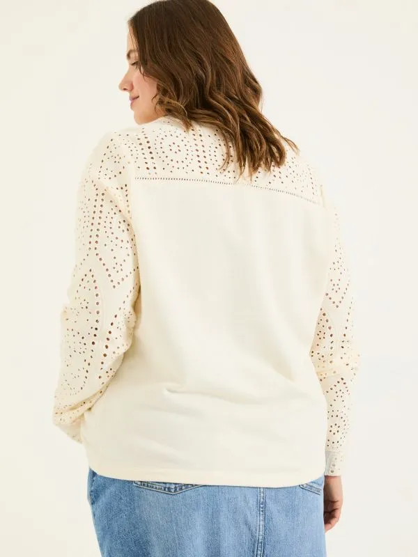 Fat Face Sweatshirts and Hoodies Women Ivory Broderie Crew 100 Cotton Sweatshirt