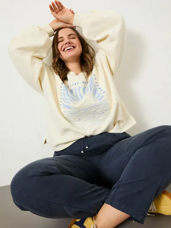 Fat Face Sweatshirts and Hoodies Women Ivory Sea Crew 100 Cotton Sweatshirt