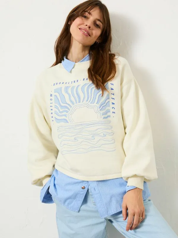 Fat Face Sweatshirts and Hoodies Women Ivory Sea Crew 100 Cotton Sweatshirt