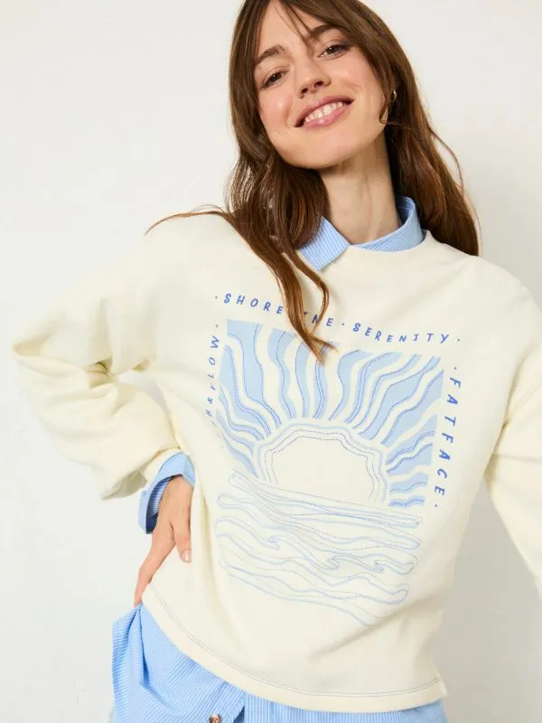 Fat Face Sweatshirts and Hoodies Women Ivory Sea Crew 100 Cotton Sweatshirt