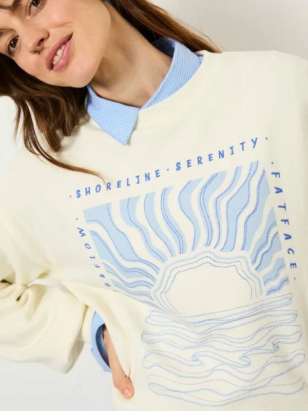 Fat Face Sweatshirts and Hoodies Women Ivory Sea Crew 100 Cotton Sweatshirt