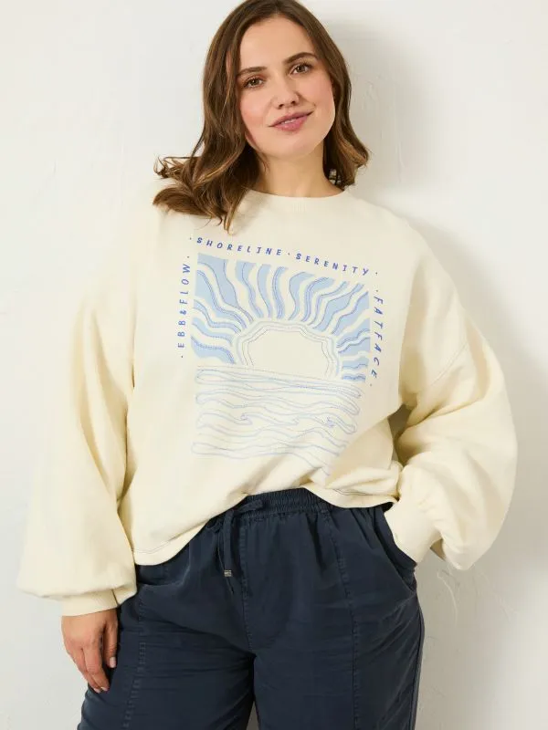 Fat Face Sweatshirts and Hoodies Women Ivory Sea Crew 100 Cotton Sweatshirt