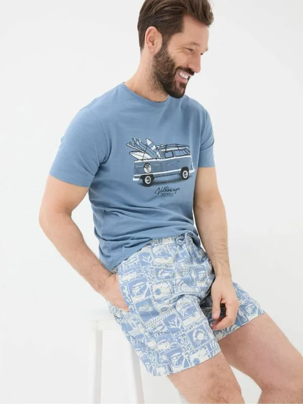 Fat Face Swimwear Men Blue Trevose VW Tile Swim Shorts