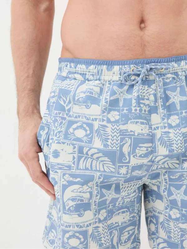 Fat Face Swimwear Men Blue Trevose VW Tile Swim Shorts