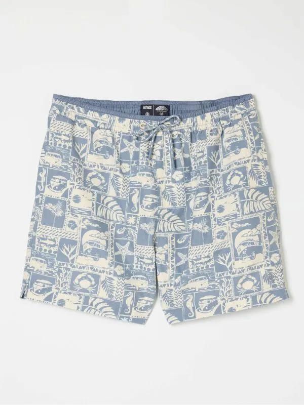 Fat Face Swimwear Men Blue Trevose VW Tile Swim Shorts