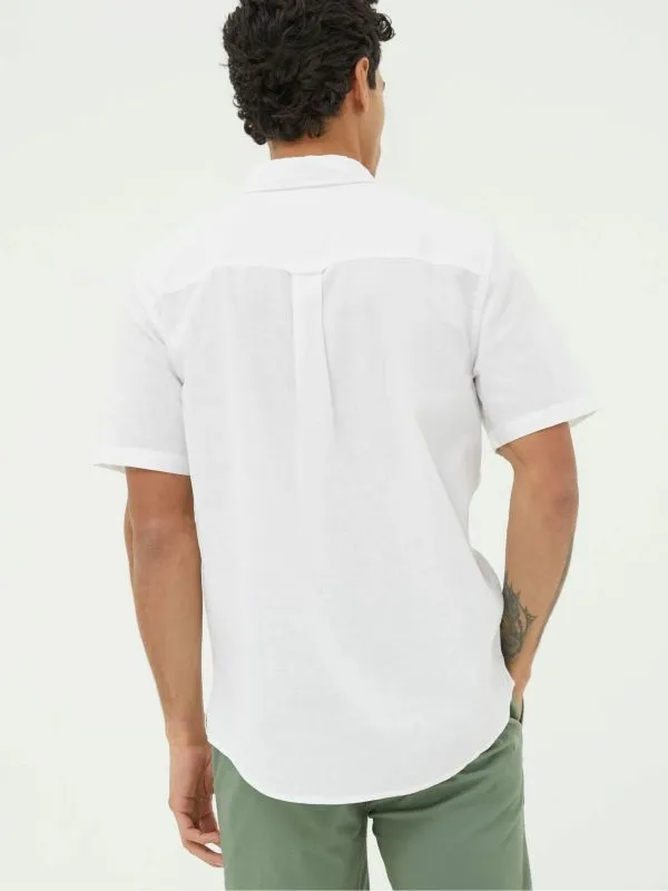 Fat Face Tall Collection Men Bugle White Linen Cotton Shirt