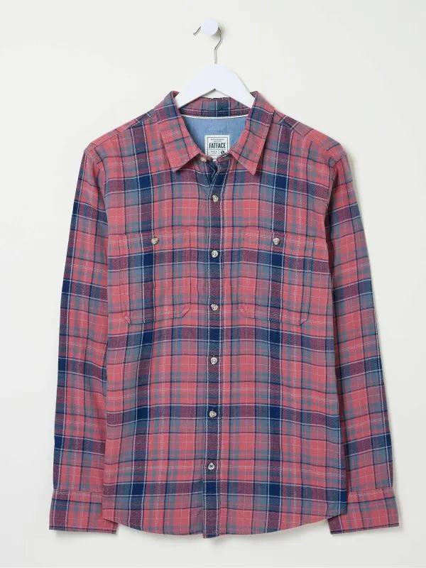 Fat Face Tall Collection Men Davington Pink 100 Cotton Long Sleeve Check Shirt Fat Face Tall Collection Men Davington Pink 100 Cotton Long Sleeve Check Shirt
