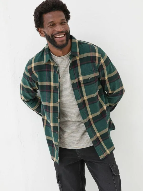 Fat Face Tall Collection Men Green Dark Skies Check 100 Cotton Shirt