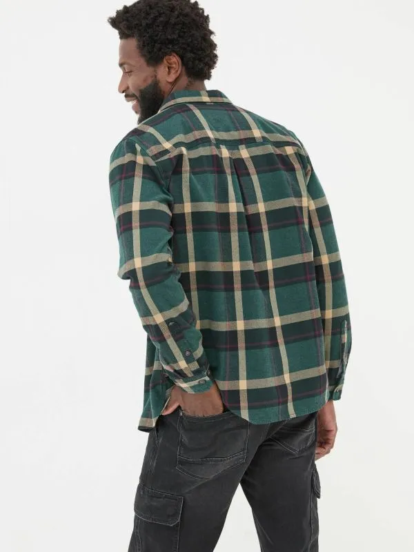 Fat Face Tall Collection Men Green Dark Skies Check 100 Cotton Shirt