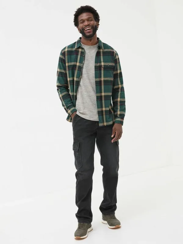Fat Face Tall Collection Men Green Dark Skies Check 100 Cotton Shirt