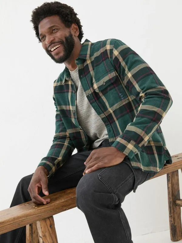 Fat Face Tall Collection Men Green Dark Skies Check 100 Cotton Shirt