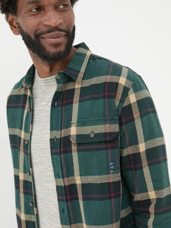 Fat Face Tall Collection Men Green Dark Skies Check 100 Cotton Shirt