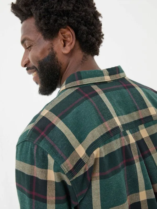 Fat Face Tall Collection Men Green Dark Skies Check 100 Cotton Shirt