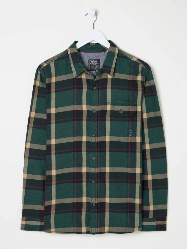 Fat Face Tall Collection Men Green Dark Skies Check 100 Cotton Shirt