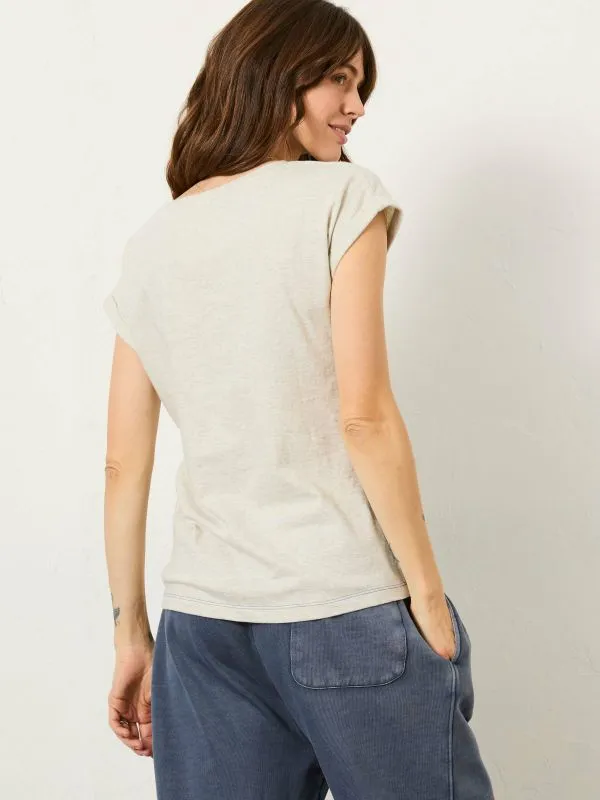 Fat Face Tops and TShirts Women Grey Sea Graphic 100 Organic Cotton TShirt