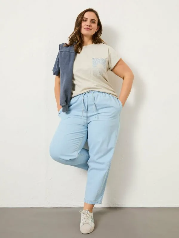 Fat Face Tops and TShirts Women Grey Sea Graphic 100 Organic Cotton TShirt