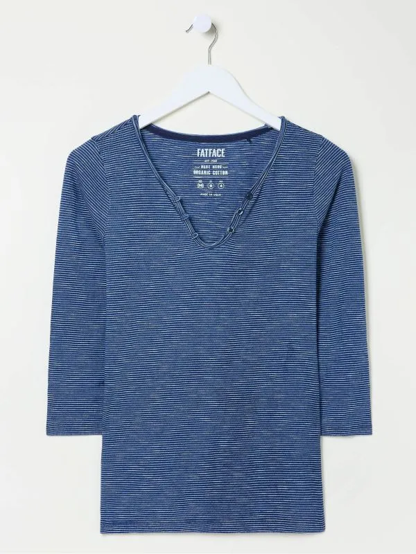 Fat Face Tops and TShirts Women Porter Blue Stripe 100 Organic Cotton TShirt Fat Face Tops and TShirts Women Porter Blue Stripe 100 Organic Cotton TShirt