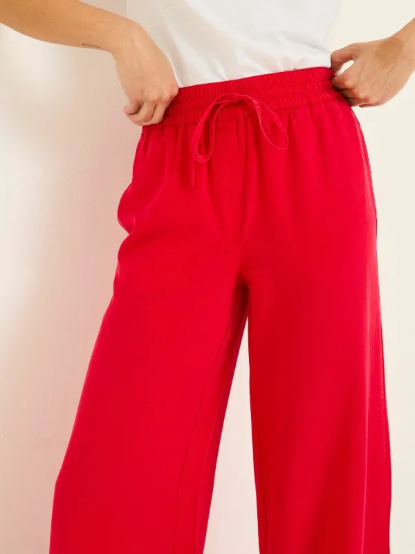 Fat Face Trousers and Leggings Women Bright Red Wide Leg Trousers