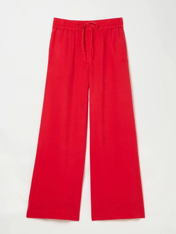 Fat Face Trousers and Leggings Women Bright Red Wide Leg Trousers