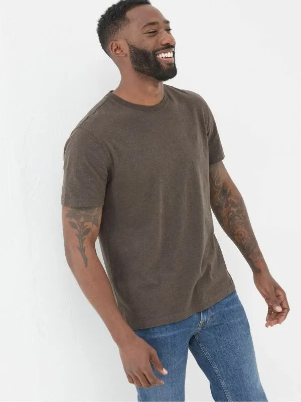Fat Face Wardrobe Staples Men Lulworth Brown 100 Cotton Organic Crew TShirt
