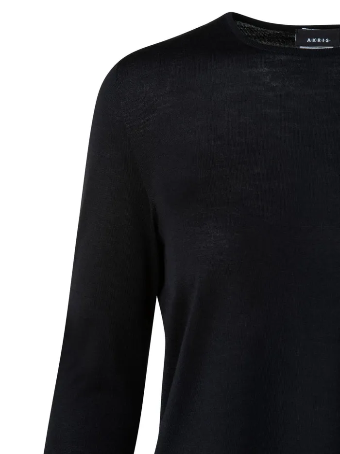 Fine Gauge Cashmere Silk Pullover Black Women Akris Cashmere